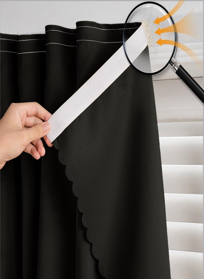GONNRLY Self Adhesive Curtains - No Drilling, No Rod, Easy to Install Blackout Curtains for Window Blinds,Bedroom(Black 35 * 59in-1P) - Image 1